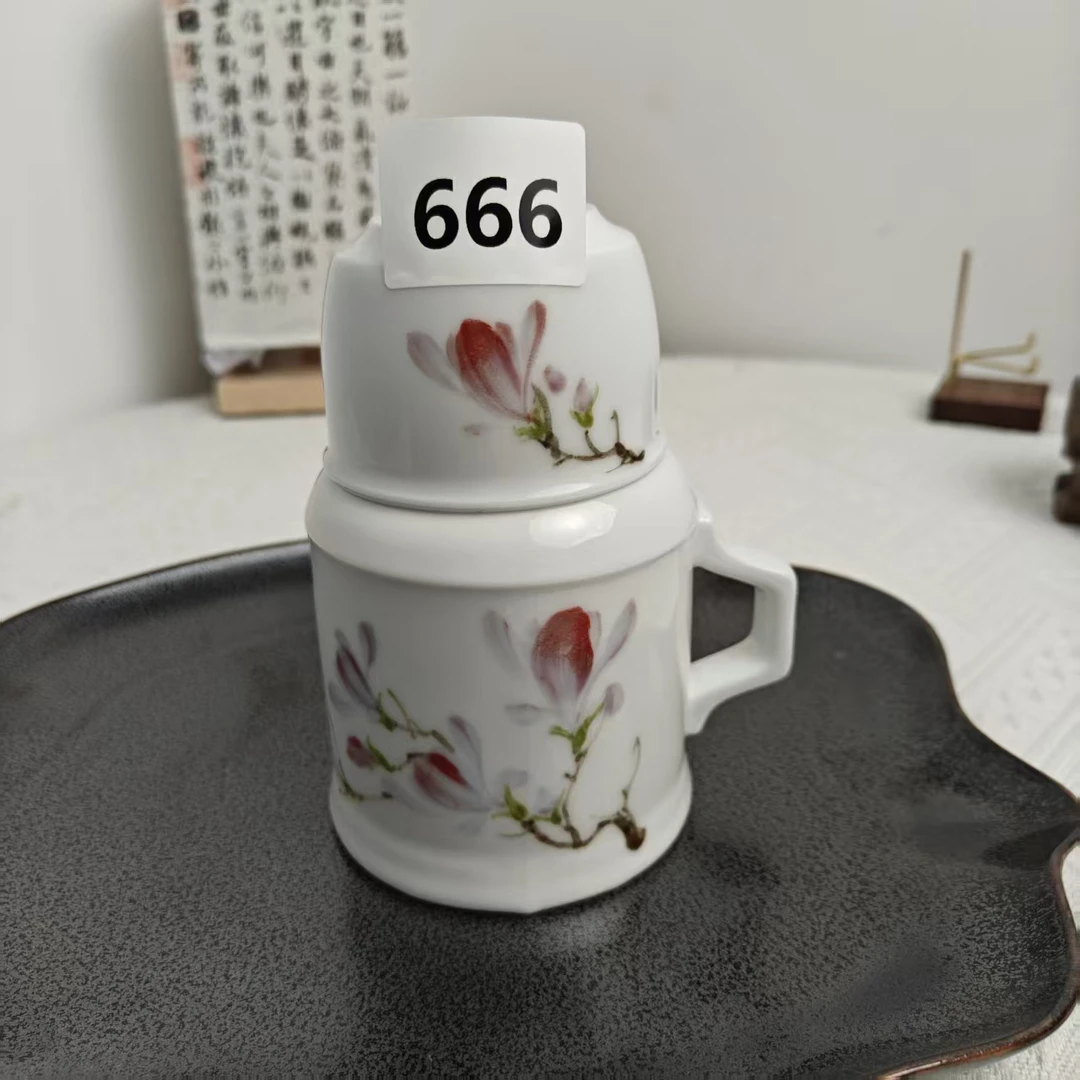 景德镇手绘釉中彩（食品级）玉兰花凉水壶666白瓷家用茶具带盖