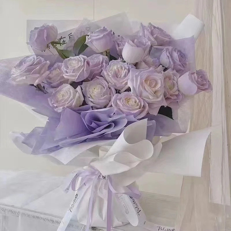 新款520永不凋零花束薄雾紫玫瑰送女友闺蜜老婆妈妈生日礼物花束0