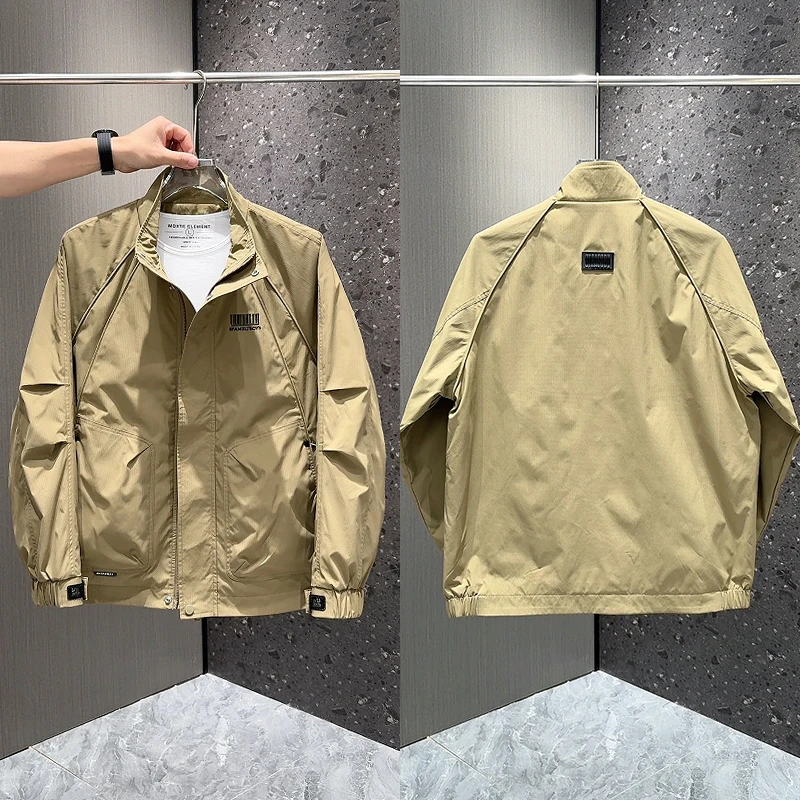 薄款男休闲外套潮流宽松立领夹克男装秋季新款2025百搭长袖上衣