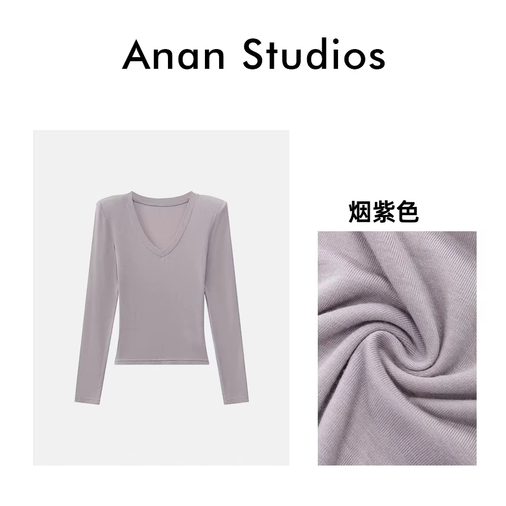 【霸王别姬】新款ⅴ领百搭修身显瘦打底衫上衣（带垫肩）