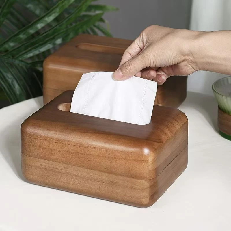 实木磁吸纸巾盒抽纸盒客厅餐巾纸收纳盒中式家用纸盒复古18*13*9