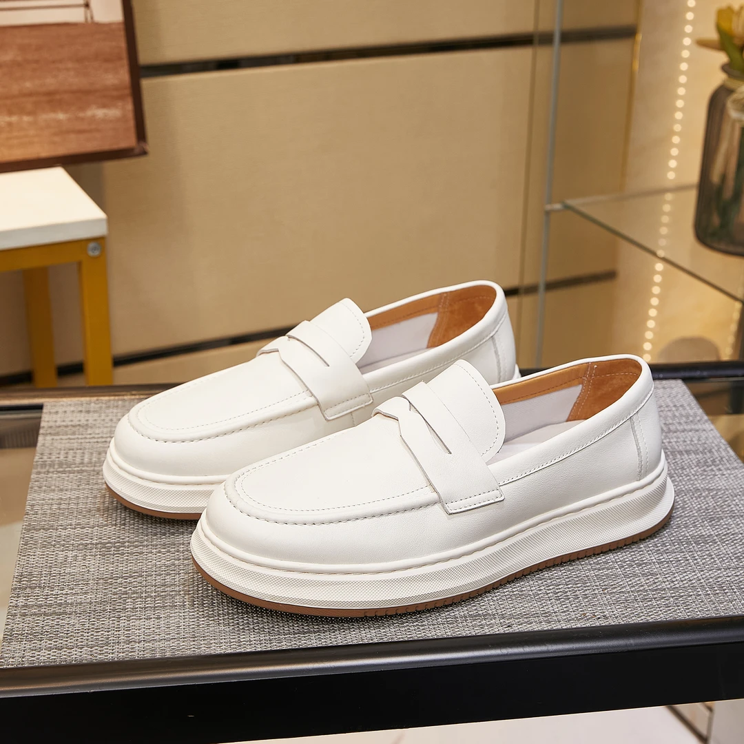 乐福鞋男2025夏季新款真皮透气一脚蹬男鞋时尚潮流（谢幕款）