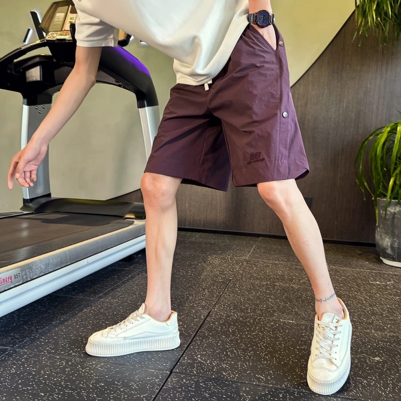 排扣拼接设计感短裤男潮牌ins潮流夏季直筒五分裤男士休闲中裤子