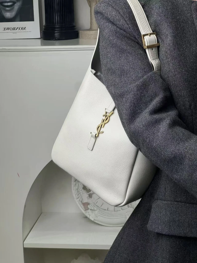 99新 YSL/圣罗兰 hobo水桶小号白金/甄选