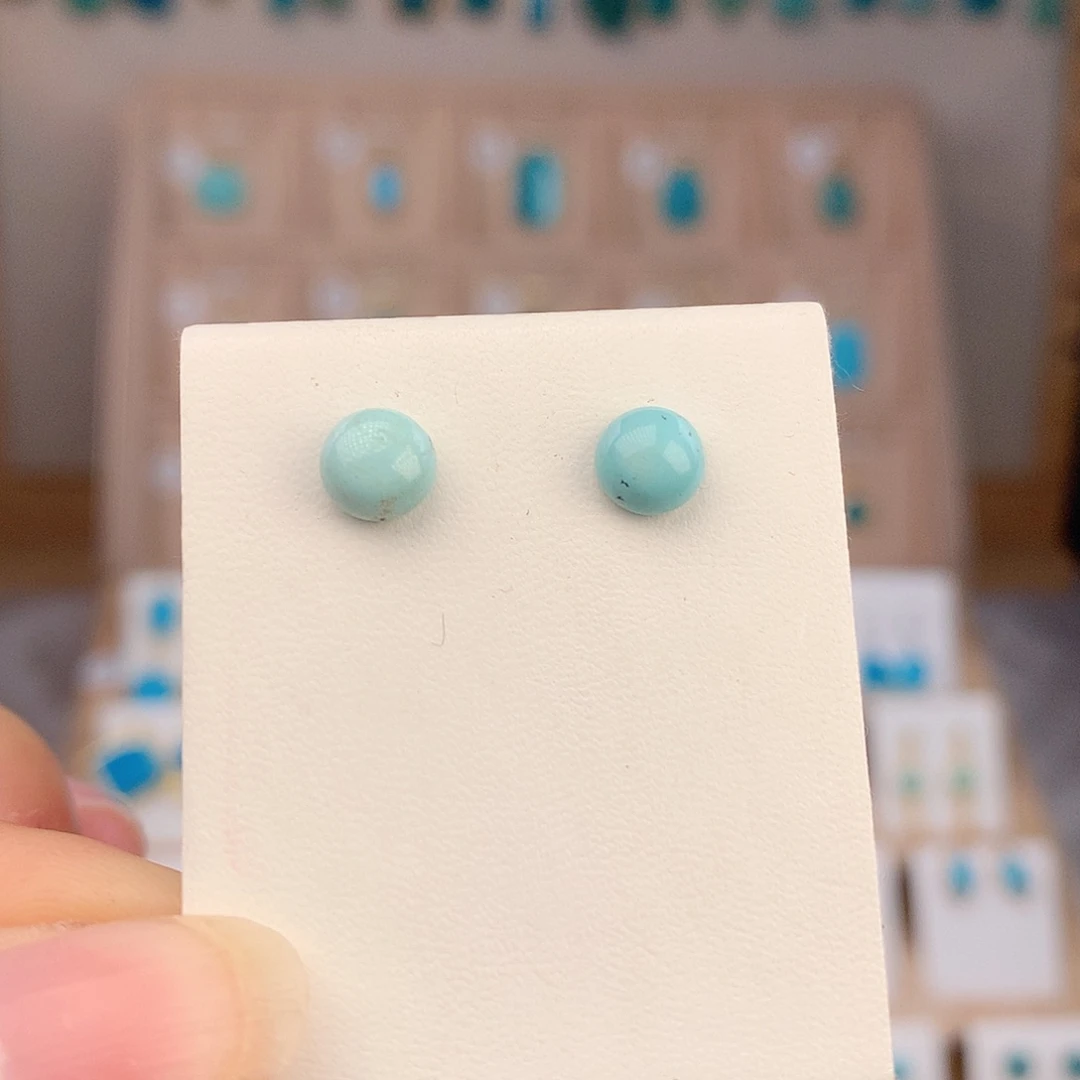 绿松石银S925镶嵌耳饰