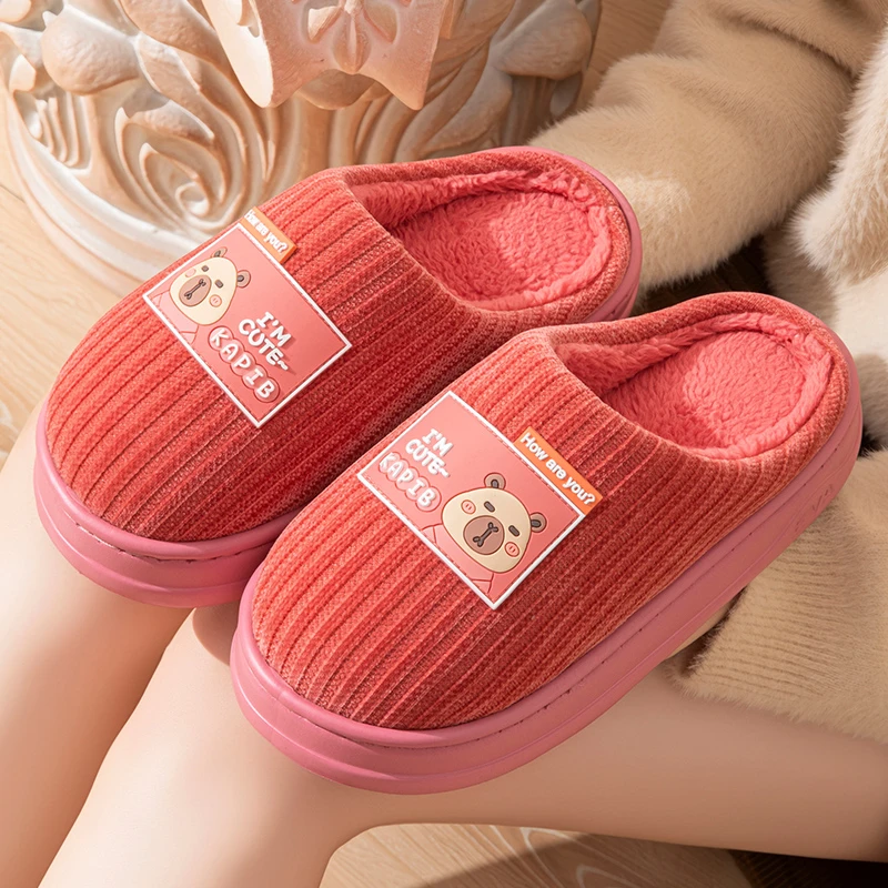 舒适御寒秋冬季踩屎感保暖棉拖鞋女士厚底防滑居家情侣冬天男拖鞋