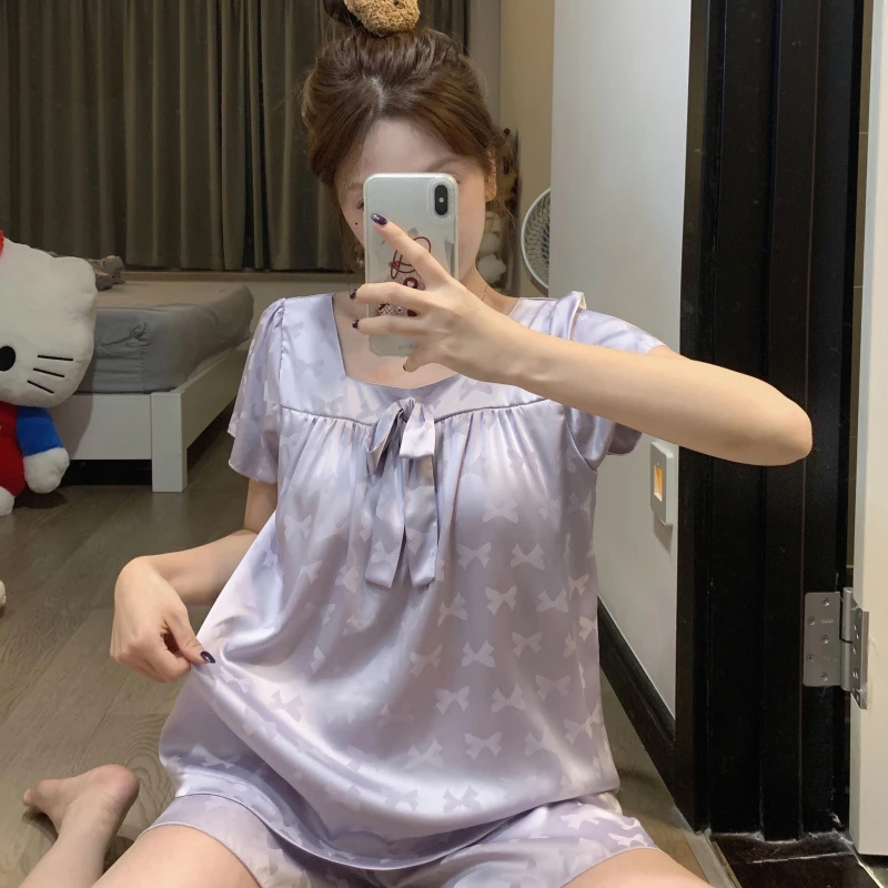 大码紫色高级感睡衣夏天女款2025新款公主风家居服套装可外穿