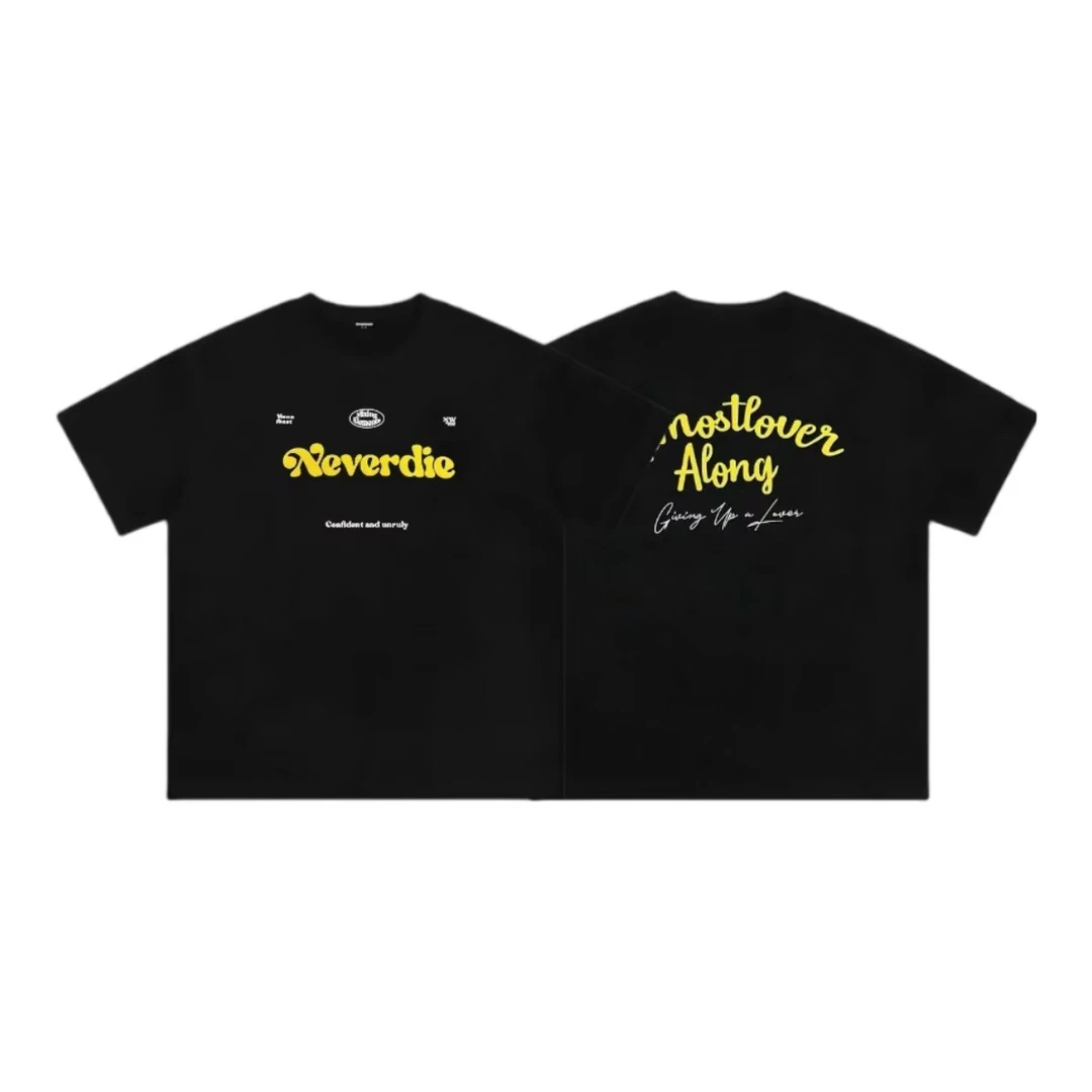 【GoGoMart】机车风300克重磅纯棉T恤《字母发泡》