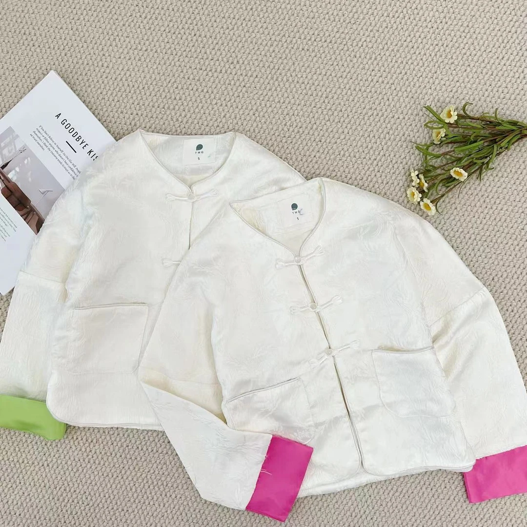 儿童2025早春新款百搭复古中国风提花盘扣国风外套A4574