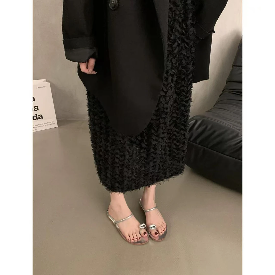 【鸽子蛋】法式仙气一字带夹趾凉拖鞋6612-1 跟高3公分