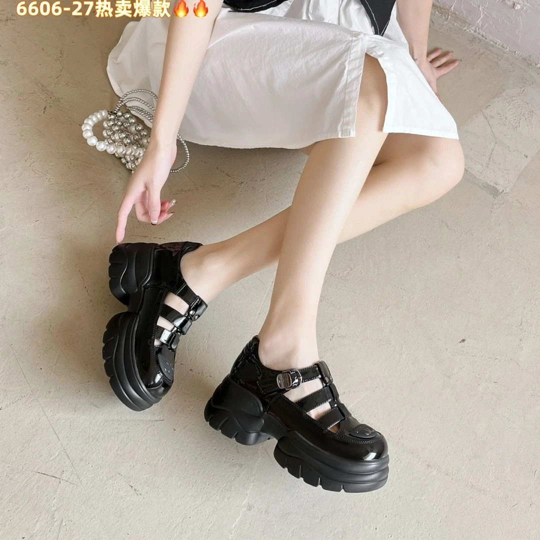 乐福鞋6606-27新款漆皮舒适小个子厚底时尚猪笼四季女鞋