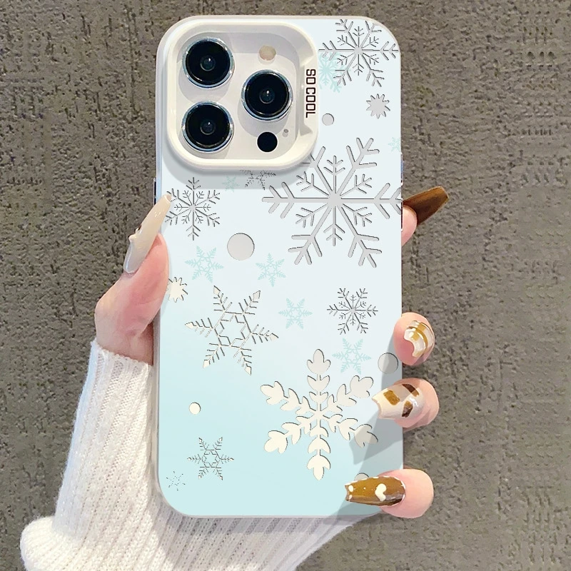 冬日氛围感闪粉雪花适用苹果iPhone17小米红米oppo14华为荣耀镭射