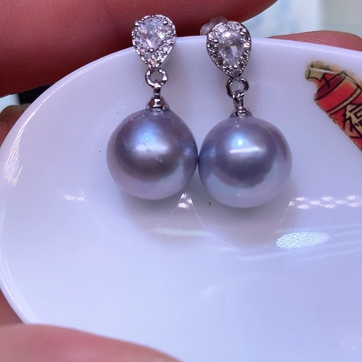 银S925镶嵌耳饰淡水珍珠
