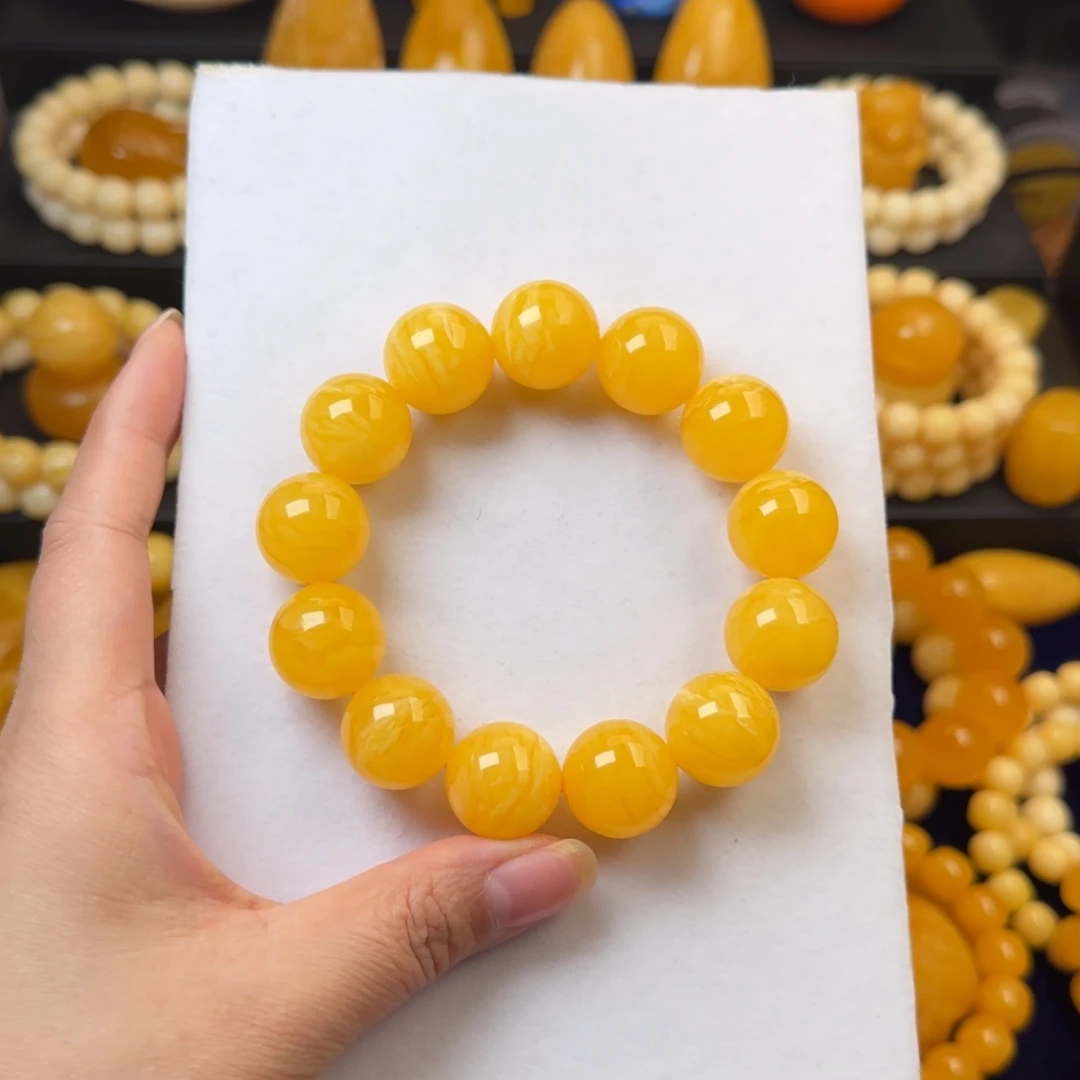蜜蜡未镶嵌颈饰橘白花虎皮纹同料18