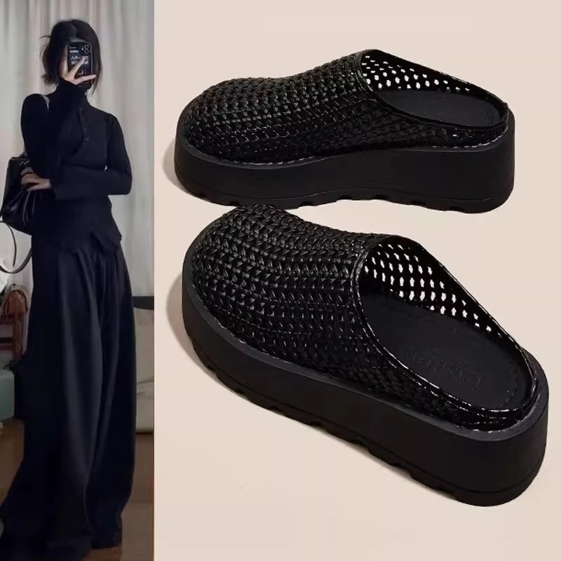 【明星同款】女款2025年新款厚底透气休闲镂空外穿舒适包头凉拖鞋松
