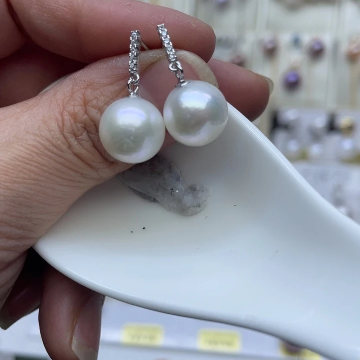 淡水珍珠耳饰银S925镶嵌