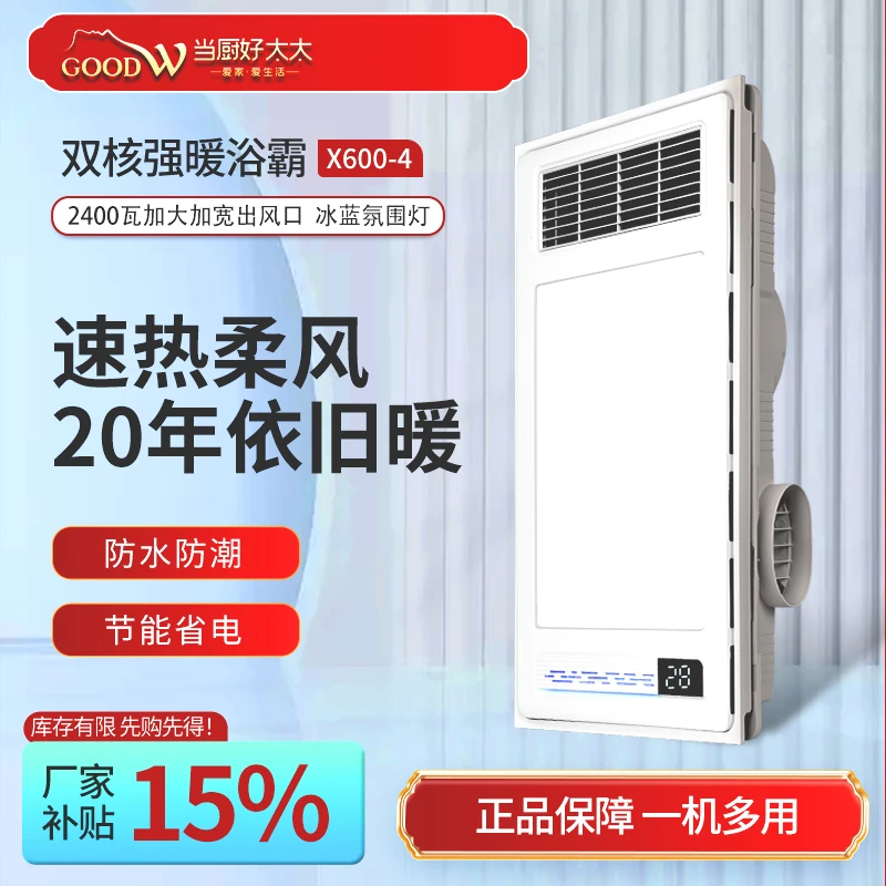 新款浴室风暖浴霸浴霸风暖一体机专用吊顶灯照明五合一X600-4