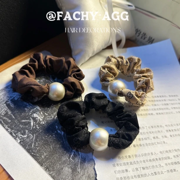 Facy清仓发绳轻奢老钱风珍珠贵气优雅弹力大头绳高级气质专柜版