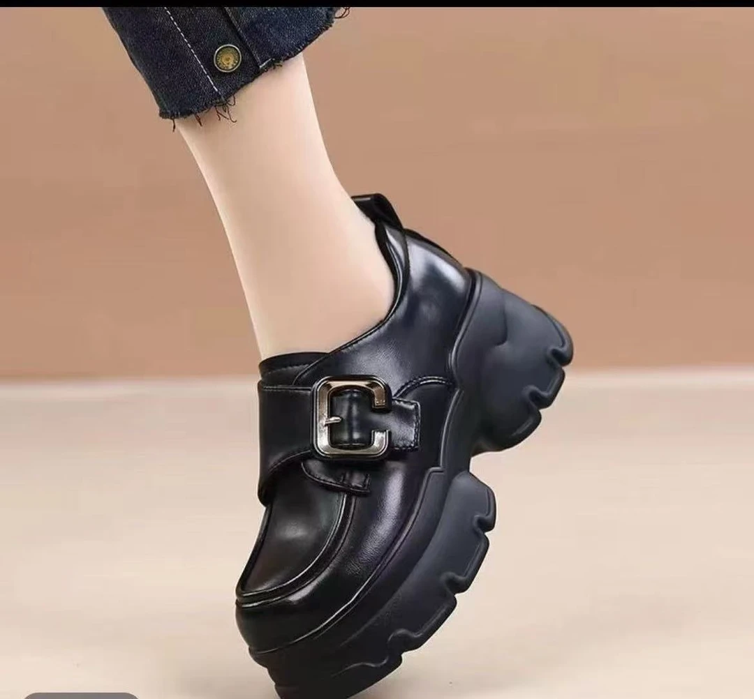 休闲百搭舒适时尚女鞋黑色圆头