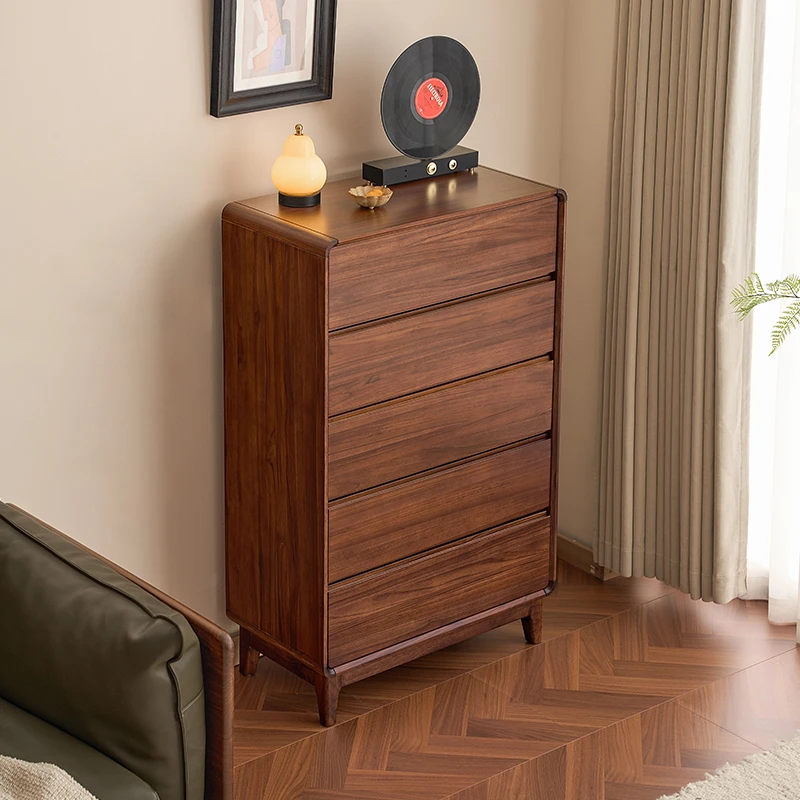 苏作集进口缅甸柚木家用简约轻奢五斗柜客厅储物柜复古柜子抽屉