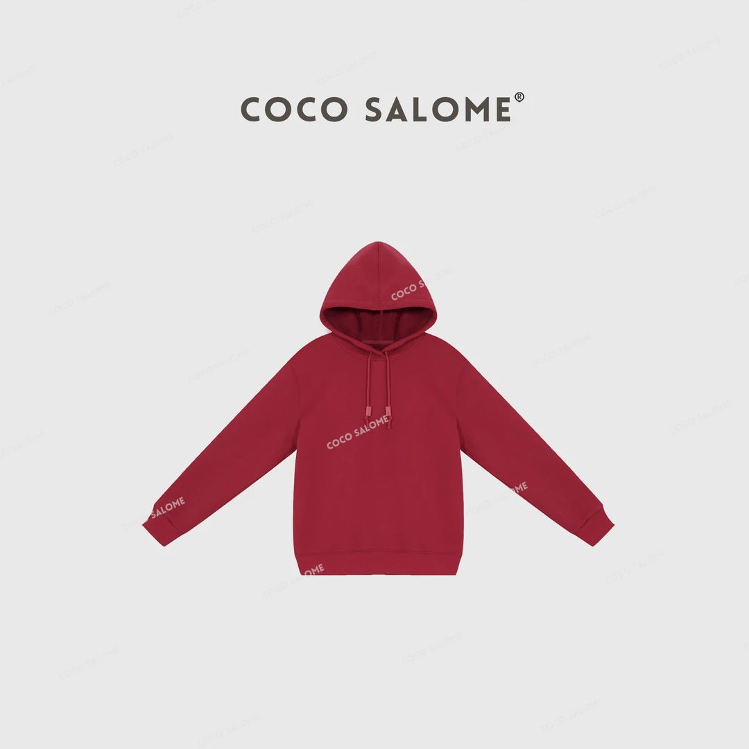 COCOSALOME⒁【情人限定】蛇年限定540g毛巾刺绣红色加绒卫衣312W