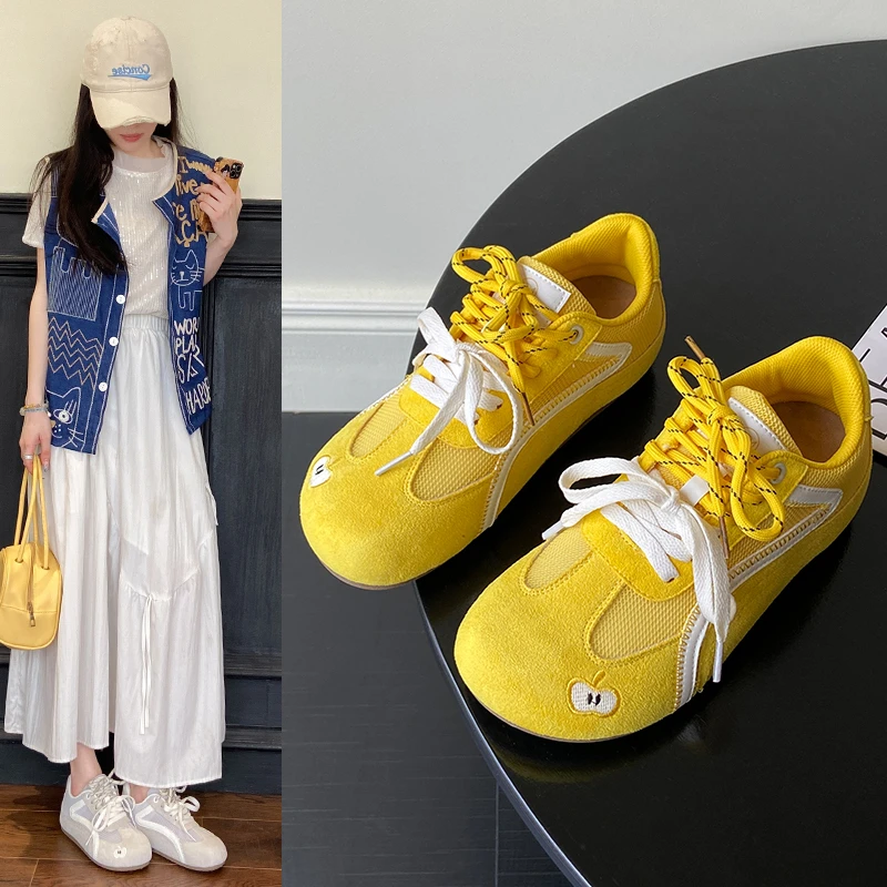 夏季新品高颜值时尚德训鞋运动休闲鞋软底透气轻便复古阿甘鞋单鞋