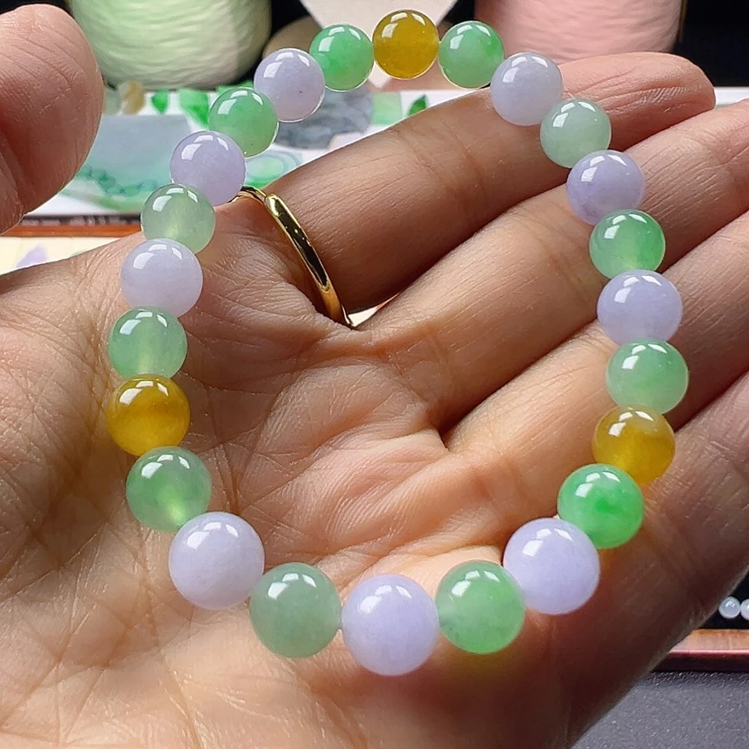 翡翠未镶嵌手串翡翠多宝手串卡7-8