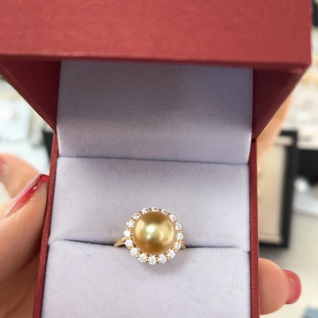 【闪购商品】银S925镶嵌戒圈海水珍珠10-11