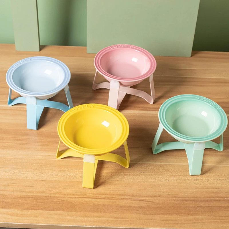 法国猫碗宠物碗陶瓷猫碗架保护颈椎猫饭碗宠物铁架水碗小型犬狗碗