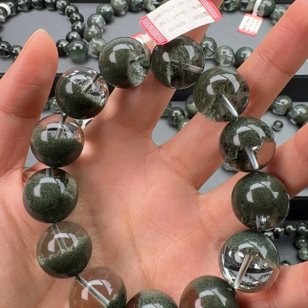 未镶嵌水晶手链天然绿幽灵聚宝盆18加收藏级
