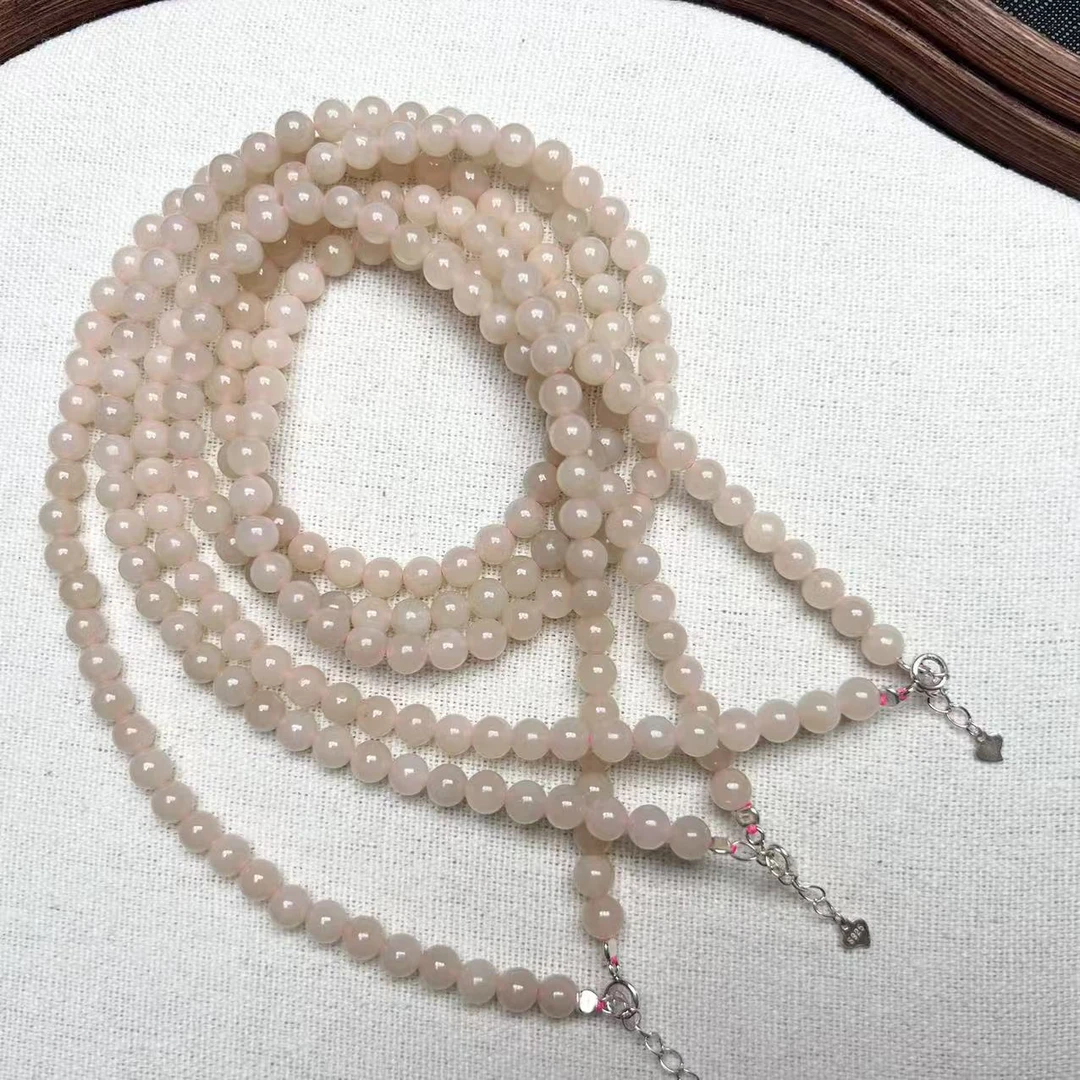 A118 天然和田玉藕粉珠串项链油润细腻5mm【多样性发其一】