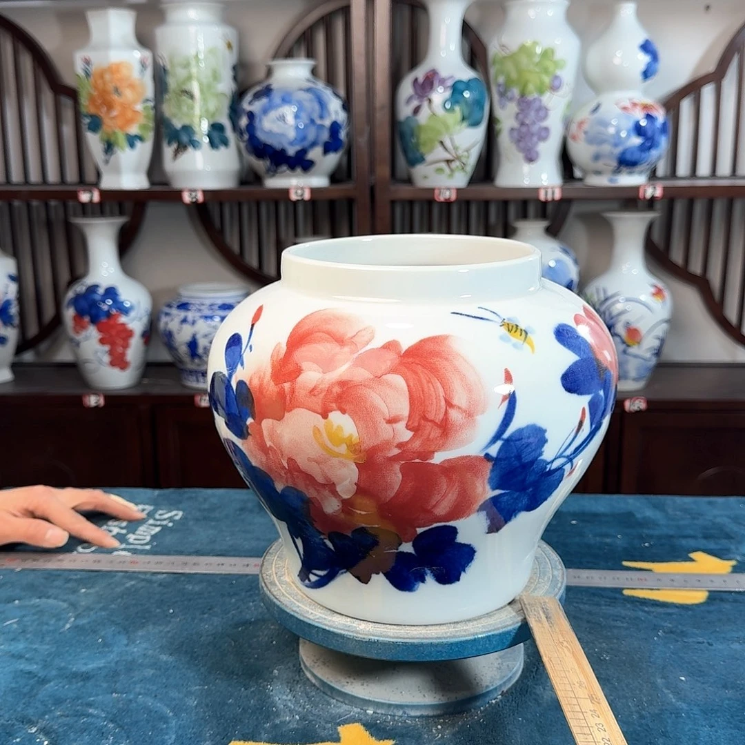 摆件景德镇陶瓷大口红牡