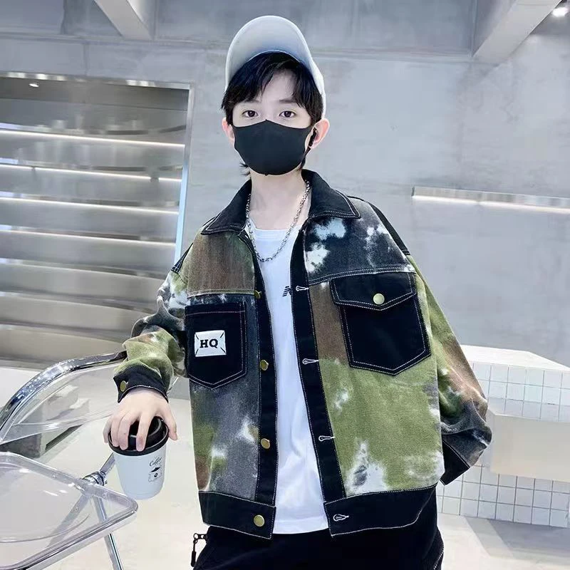 0217(外套)儿童春季新款迷彩扎染外套A91