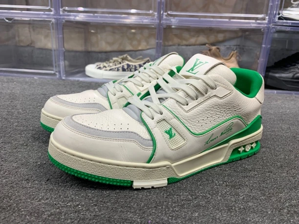 95新 LouisVuitton/路易威登 Lv trainer白绿板鞋 41.5码 无盒