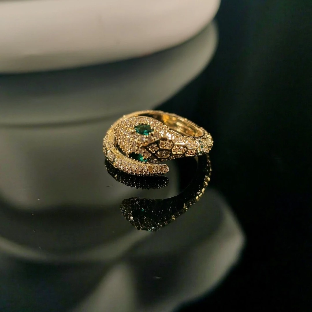 铜合金戒指 优雅蛇戒】复古vintage蛇形戒指