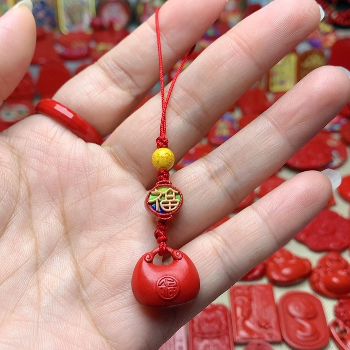 天然辰砂工艺品朱砂手机坠