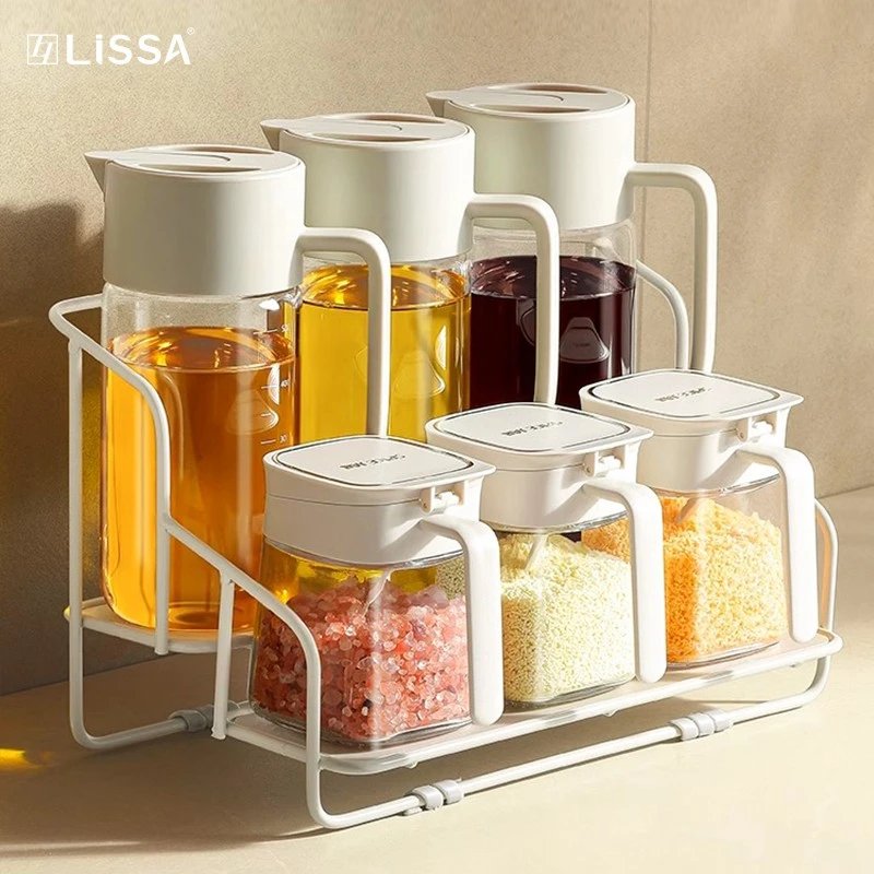 lissa重力油壶厨房家用调味瓶罐套装防漏油瓶壶不挂油玻璃罐盐罐
