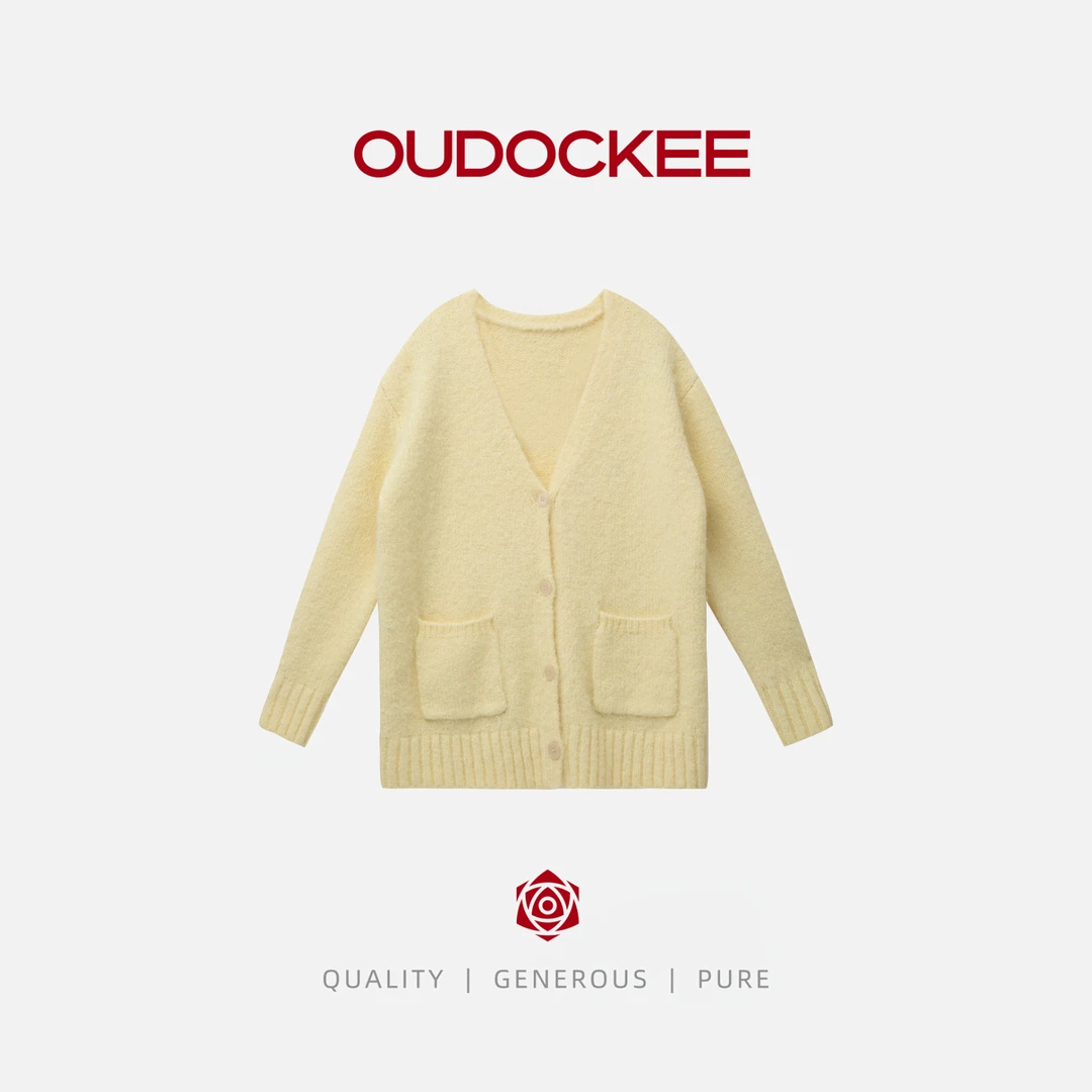 OUDOCKEE 鸥鸥【绵羊毛】美羊羊 韩版V领高级感开衫 J2503Y589T