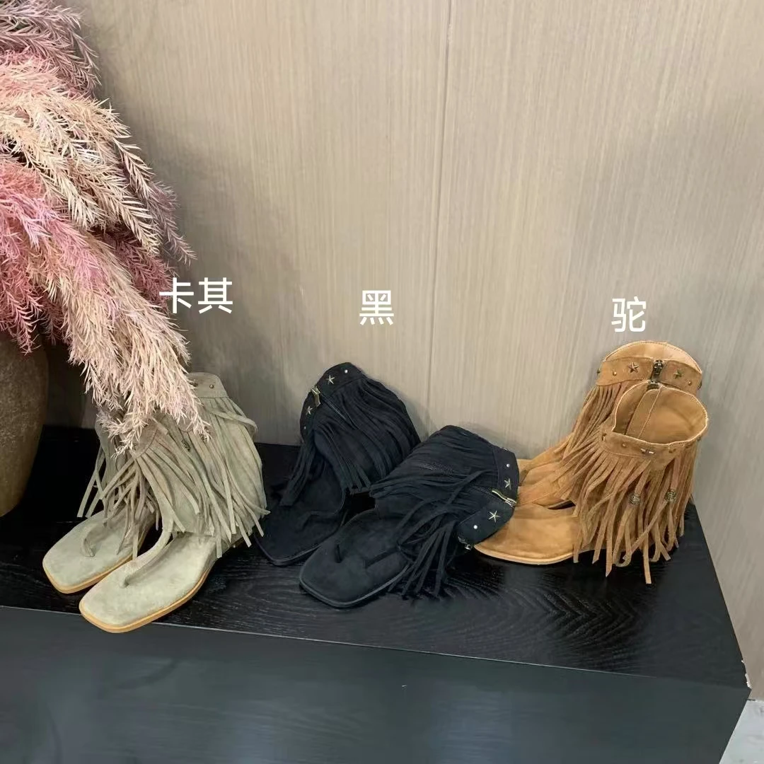 DACPAN-夹脚流苏增高靴筒围28 筒高13 跟高6 2025/盼•PP 567-2