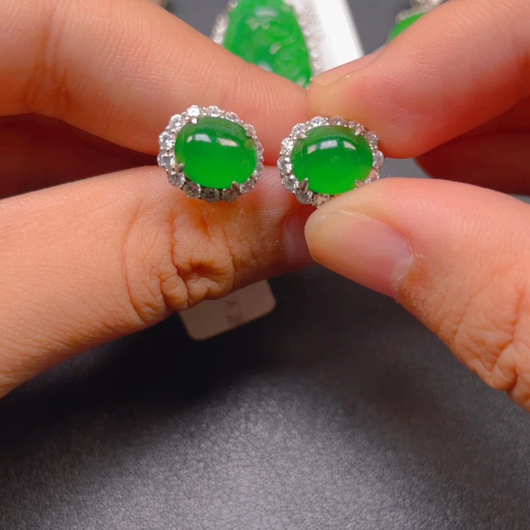 翡翠银S925镶嵌吊坠(不含链)