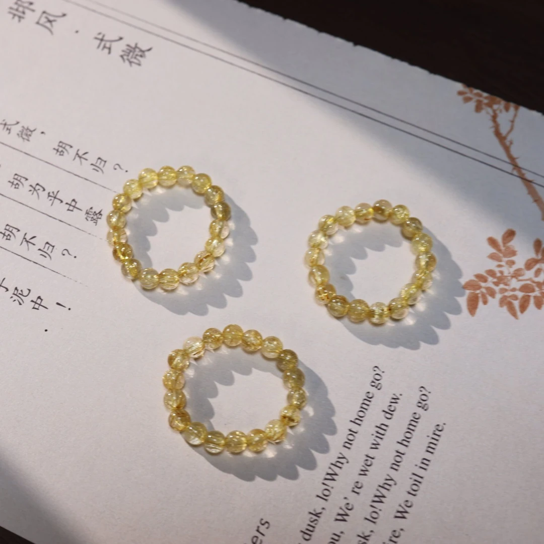 【王火火】天然金发晶水晶设计款戒指女小众精致时尚百搭多样性发一