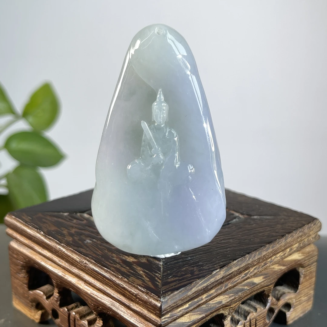 JTB11-142  天然缅甸A货翡翠  持剑观音