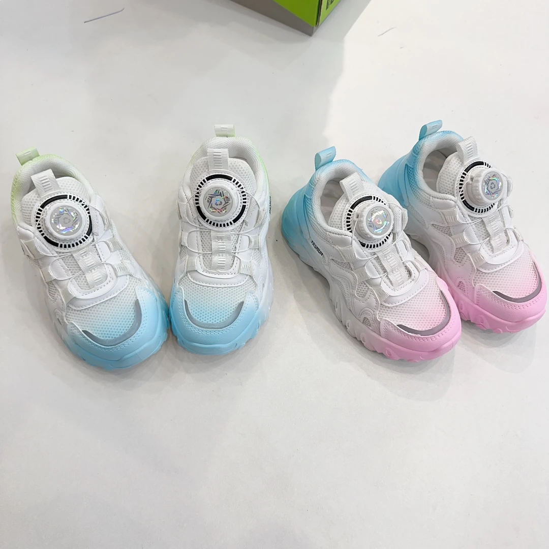 儿童2025春季新款软底防滑男童运动鞋网面透气女童老爹鞋F-6