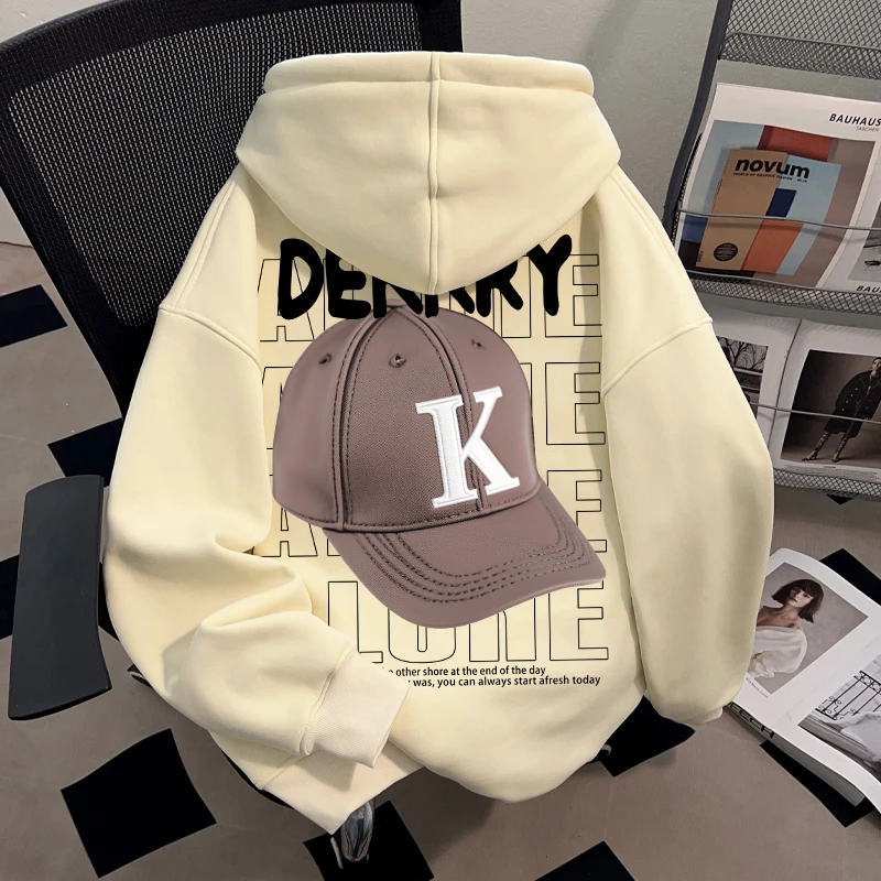 Dekkry潮流新款帽子英文印花秋冬套头连帽卫衣男女百搭情侣装上衣