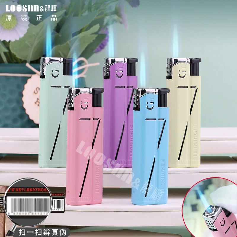 新款蓝焰直冲防风打火机耐用金属壳创意家用打火机