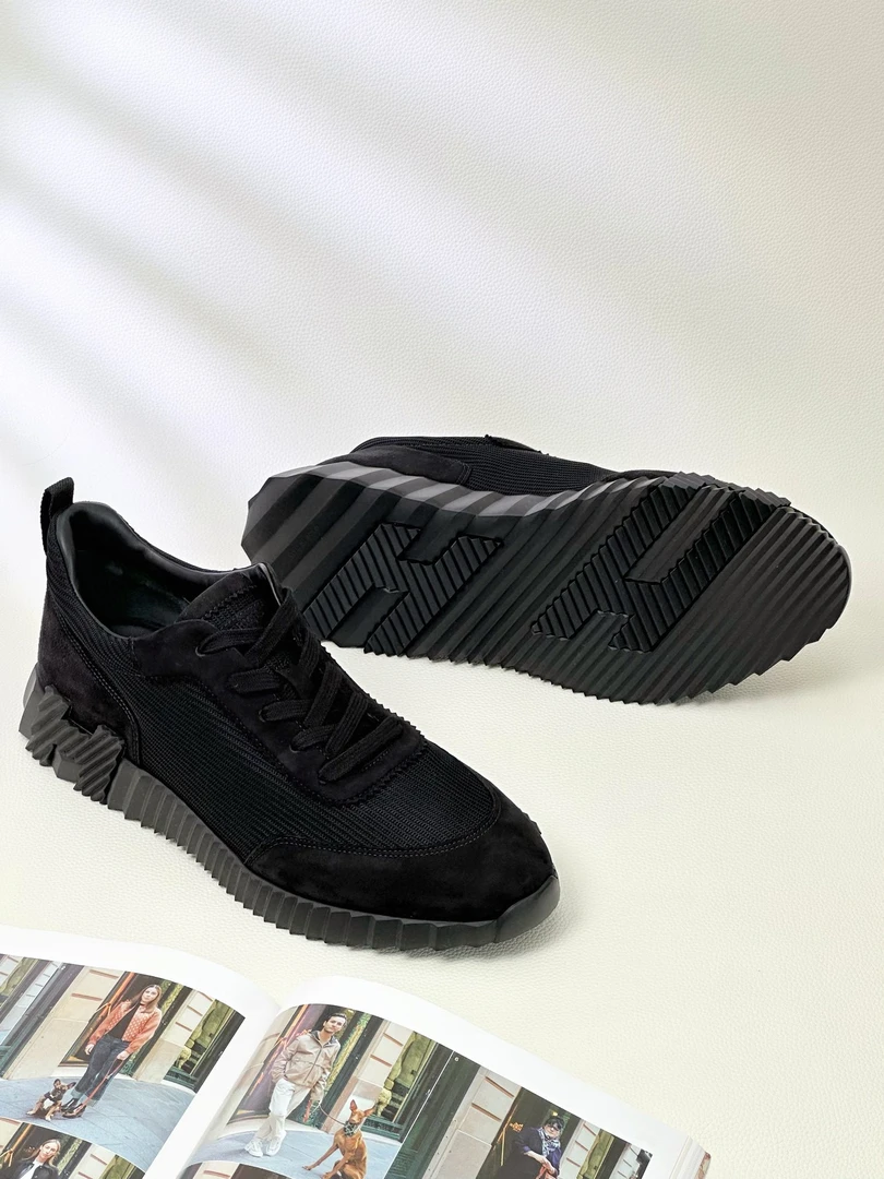 未使用 Hermes/爱马仕 爱马仕 男士爆款透气网孔黑武士全黑运动鞋