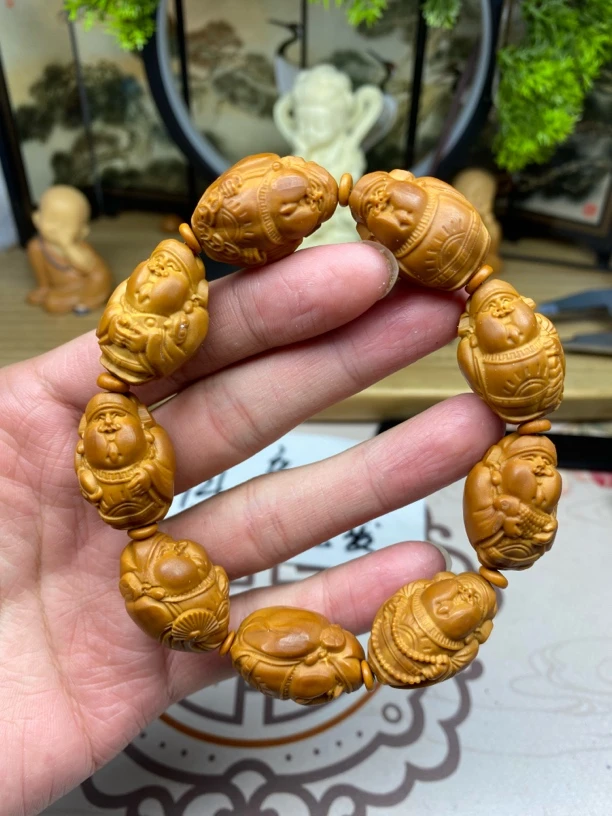 橄榄核雕工艺手串嘟嘟财神 5119