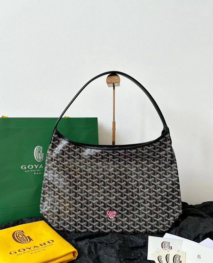 全新未使用 Gaoy/戈雅 黑色老花爱心 hobo包  12531846