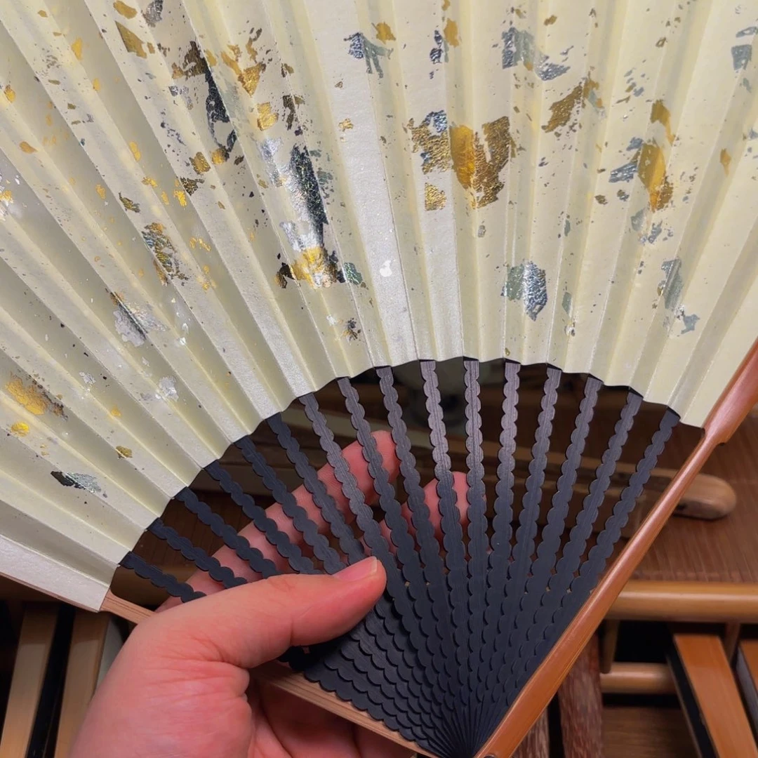 扇子白撒金龙鳞老川料158