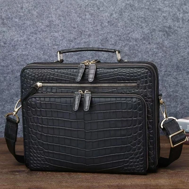 斜跨包男包大容量商务休闲高级感百搭潮电脑包手提单肩包黑色